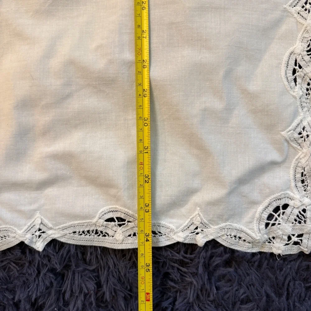 White Cotton‎ Lace Trim Table Runner Set of 3 SB99057W 100% Cotton